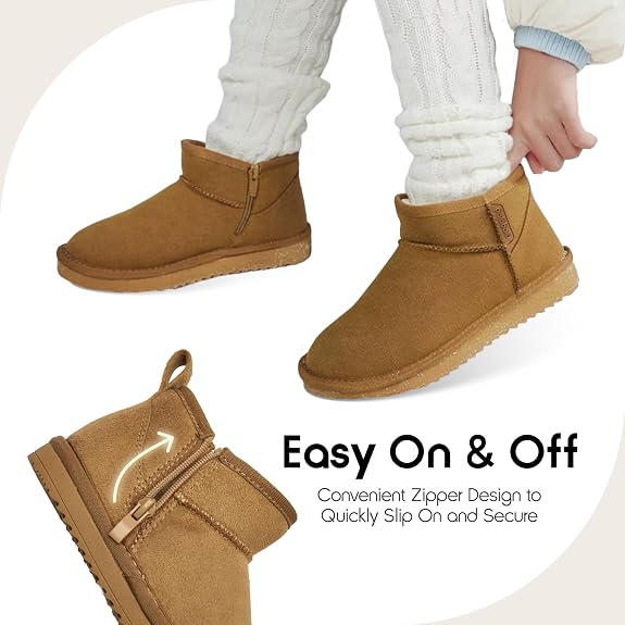 Balabala Boys & Girls Classic Suede Snow Boots - Tan - Size 13C