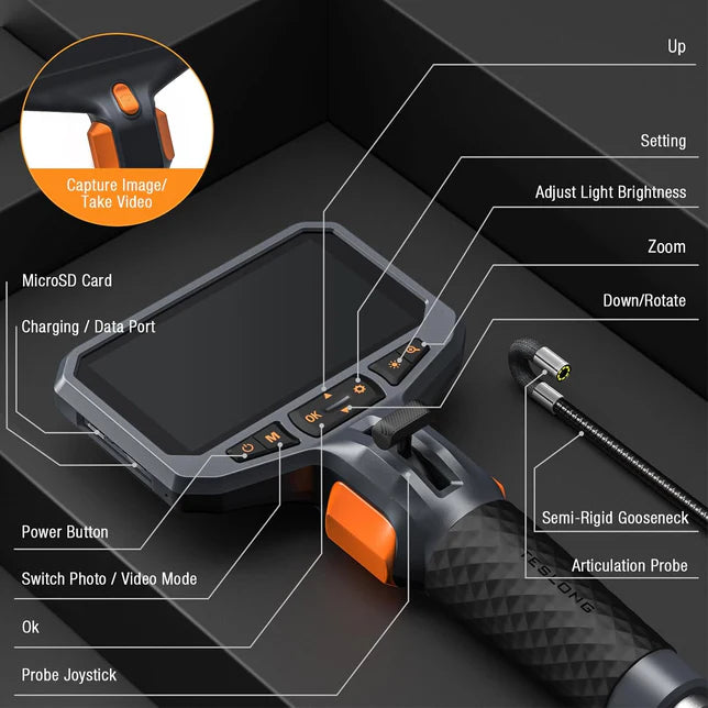 TD450s Articulating 8.5 mm Single Lens Inspection Camera by Teslong