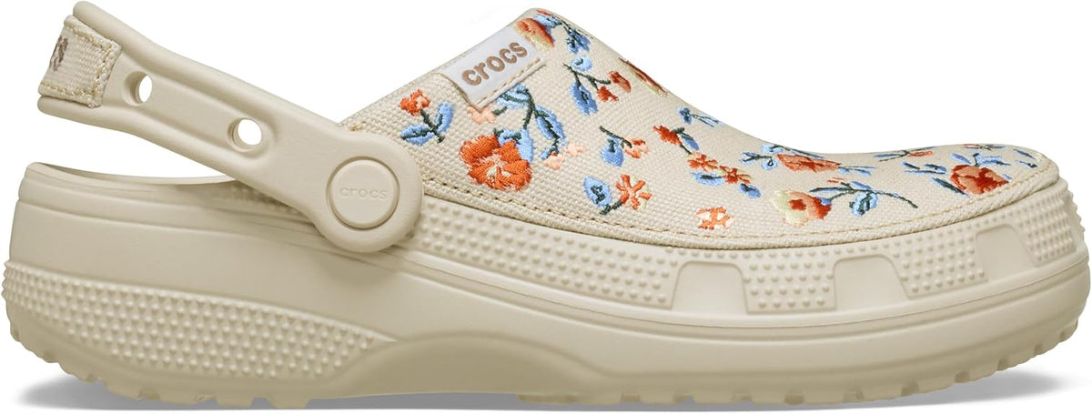 Crocs Unisex-Adult Classic Crafted Canvas Clogs for Men and Women, Floral Frappé, 6 Women/4 Men
