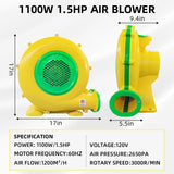 1100Watt/1.5HP High Power Air Blower for Large Inflatables, GONFLABLE Inflatable Bounce House Blower, Portable Fan Pump Blower Corded Commercial for Bouncy Castle, Jumper, Water Slide (New Open Box)