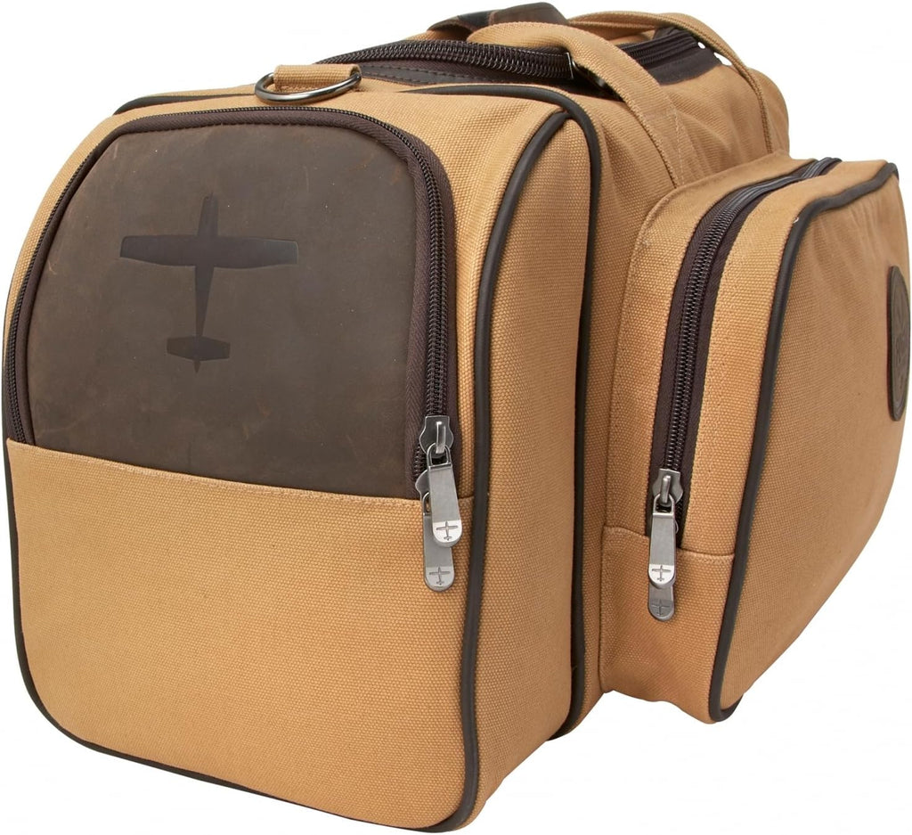 Bush Pilot Duffel Bag - Canvas & Leather Aviation Carry-On with Padded Headset Pockets