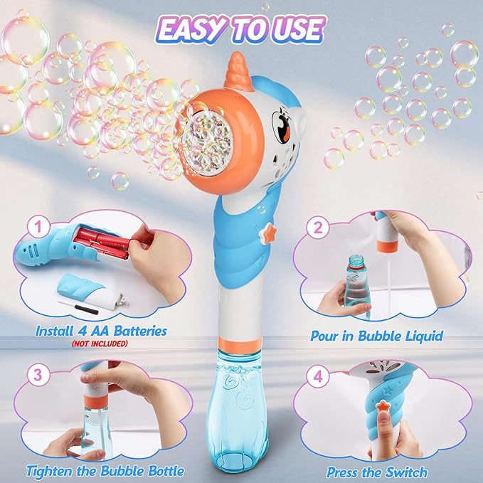 Bubble Machine for Kids, Unicorn Toys for Girls Ages 3 4 5 6 7 8+ Year, Outdoor Toys Battery Operated Bubble Wand for Toddlers Age 3-5, Unicorn Gifts for Girls Birthday party favor Christmas Halloween