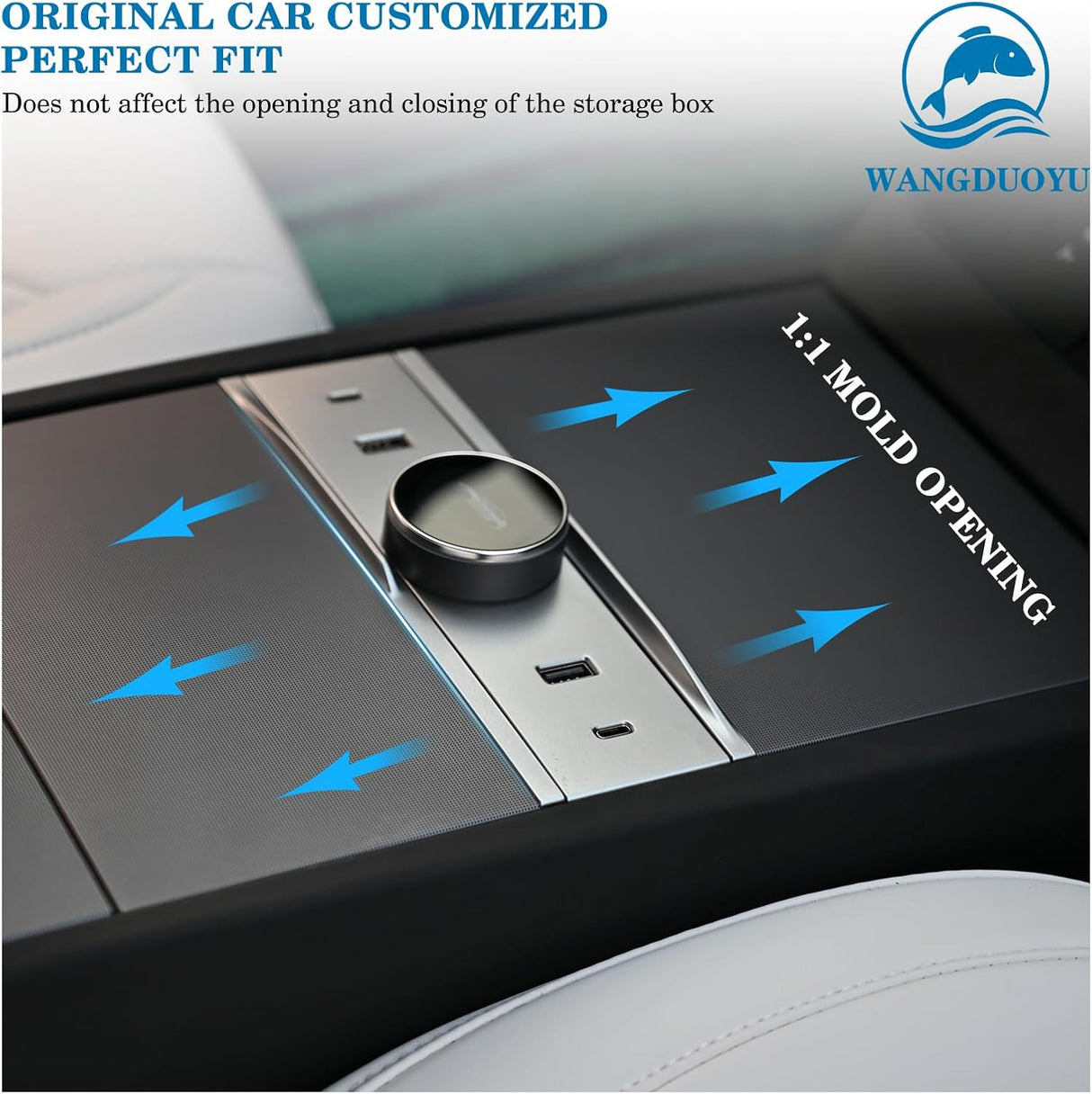 Center Console Smart Rotating Gear Shift Dock for Tesla Model 3 Highland, with USB Hub Fast Charge Docking Station