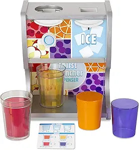 Melissa & Doug Wooden Thirst Quencher Drink Dispenser With Cups, Juice Inserts, Ice Cubes - FSC Certified(New Open Box)