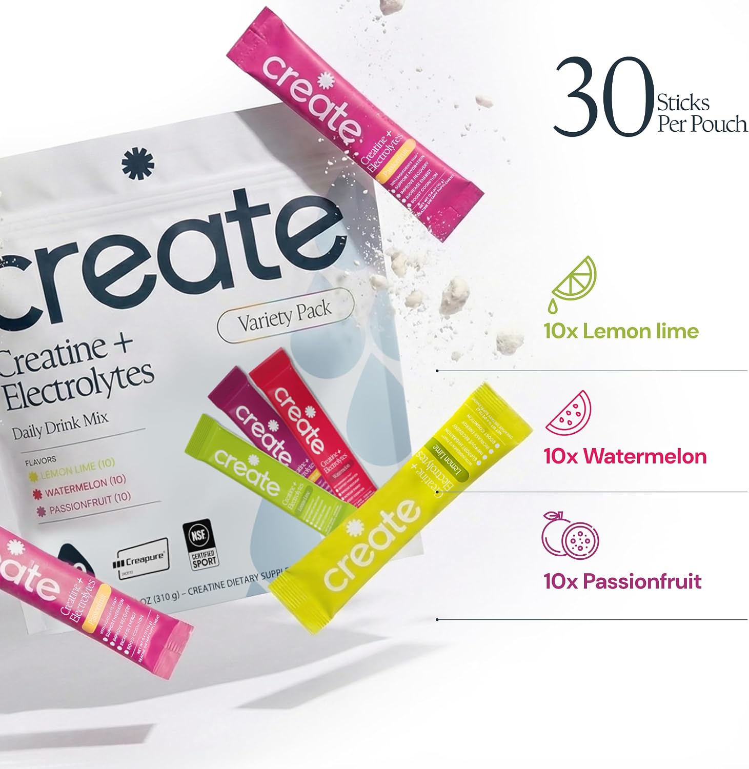 CREATE Creatine and Electrolytes - Variety Pack - 30 Sticks