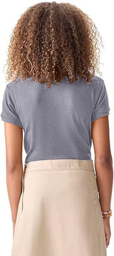Classroom Uniforms Junior Polo T-Shirt for Girls Short Sleeve with Ribbed Collar CR858Y - Heather Grey