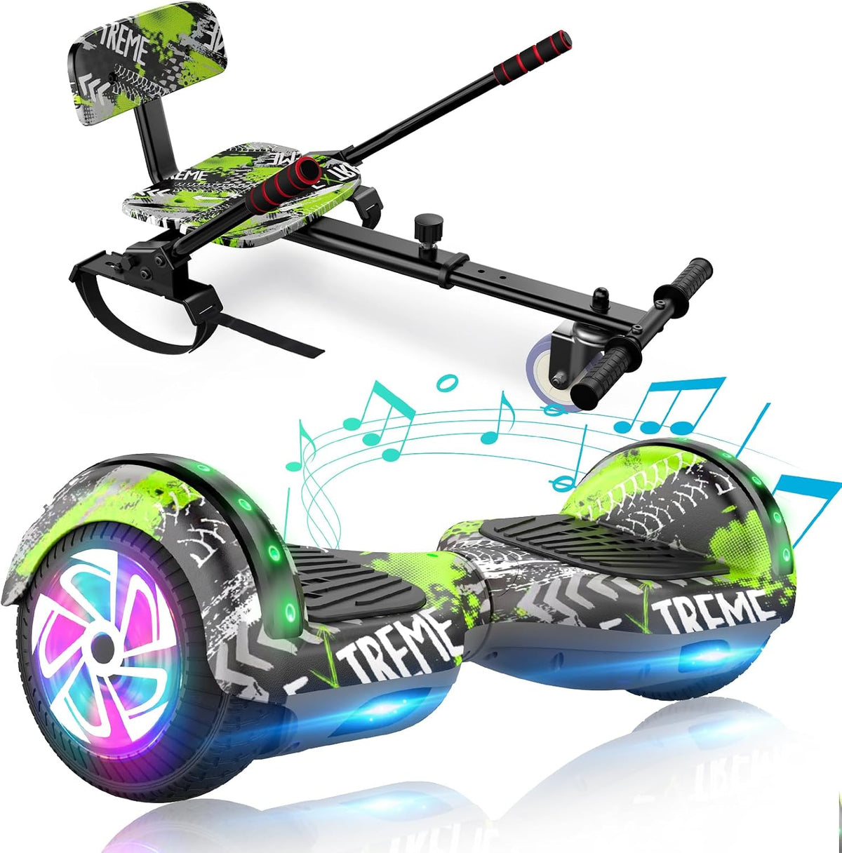 UNI SUN Hoverboard, with Seat Attachment 6.5" All Terrain Scooter 7.5 MPH
