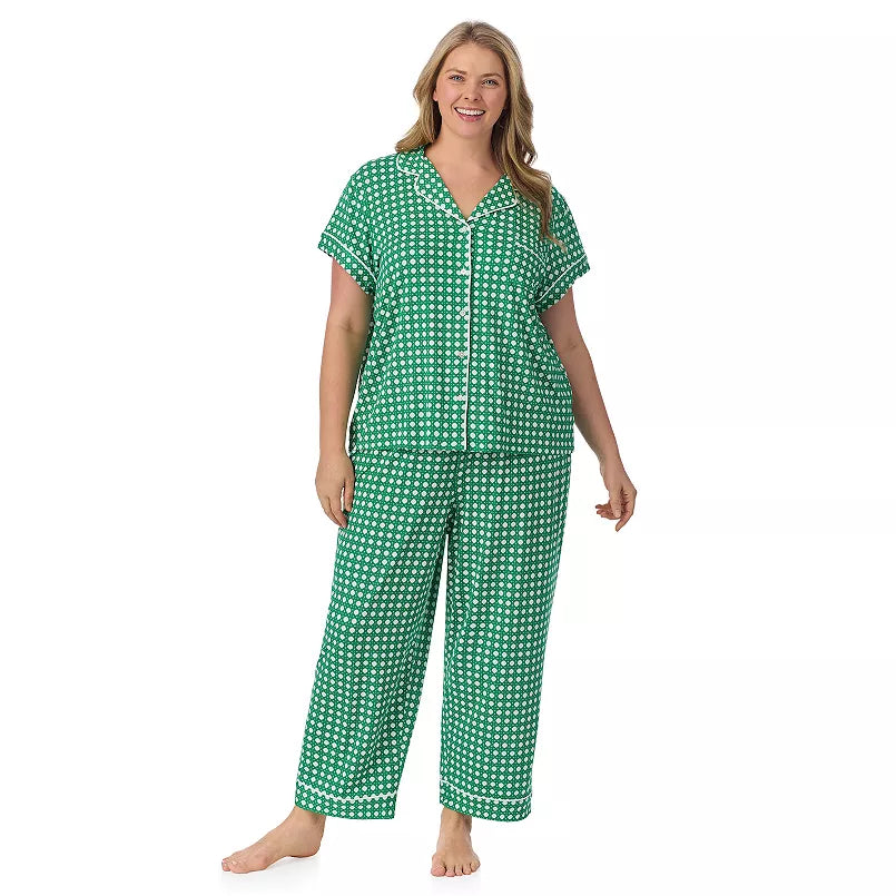 Draper James 2 pc Printed Cozy Short Sleeve Notch Collar Top & Pajama Pants Set - Size: Large