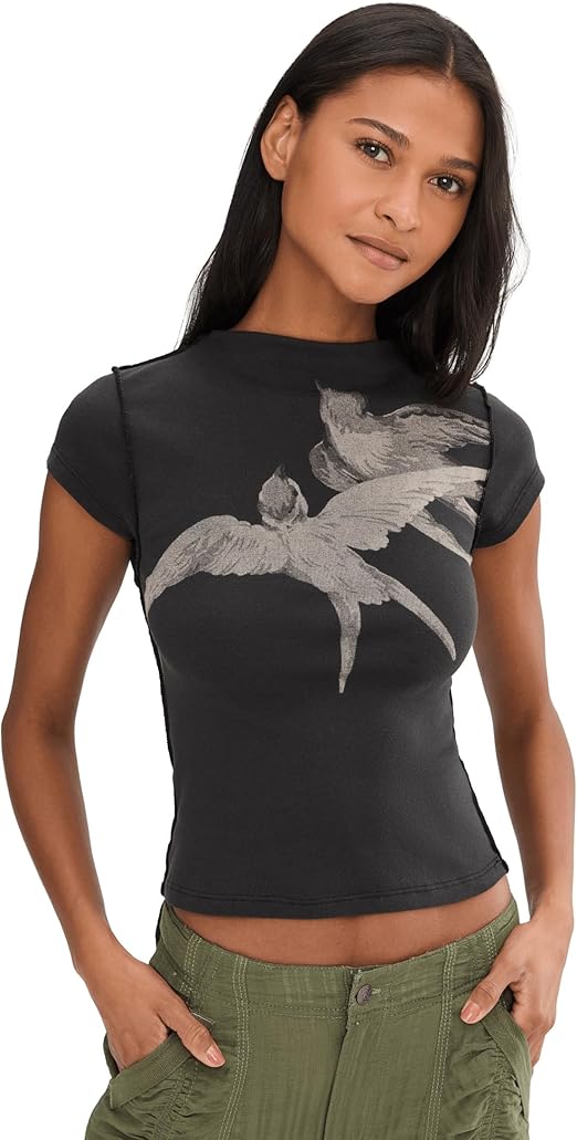 Free People Womens Birds in Flight Tee Size XL
