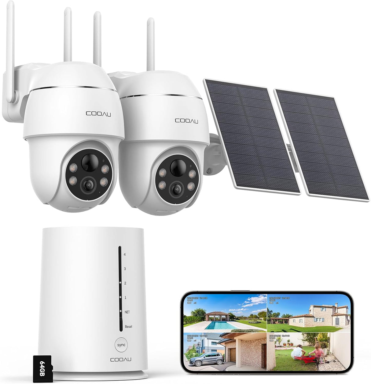 COOAU Solar Security Cameras Wireless Outdoor