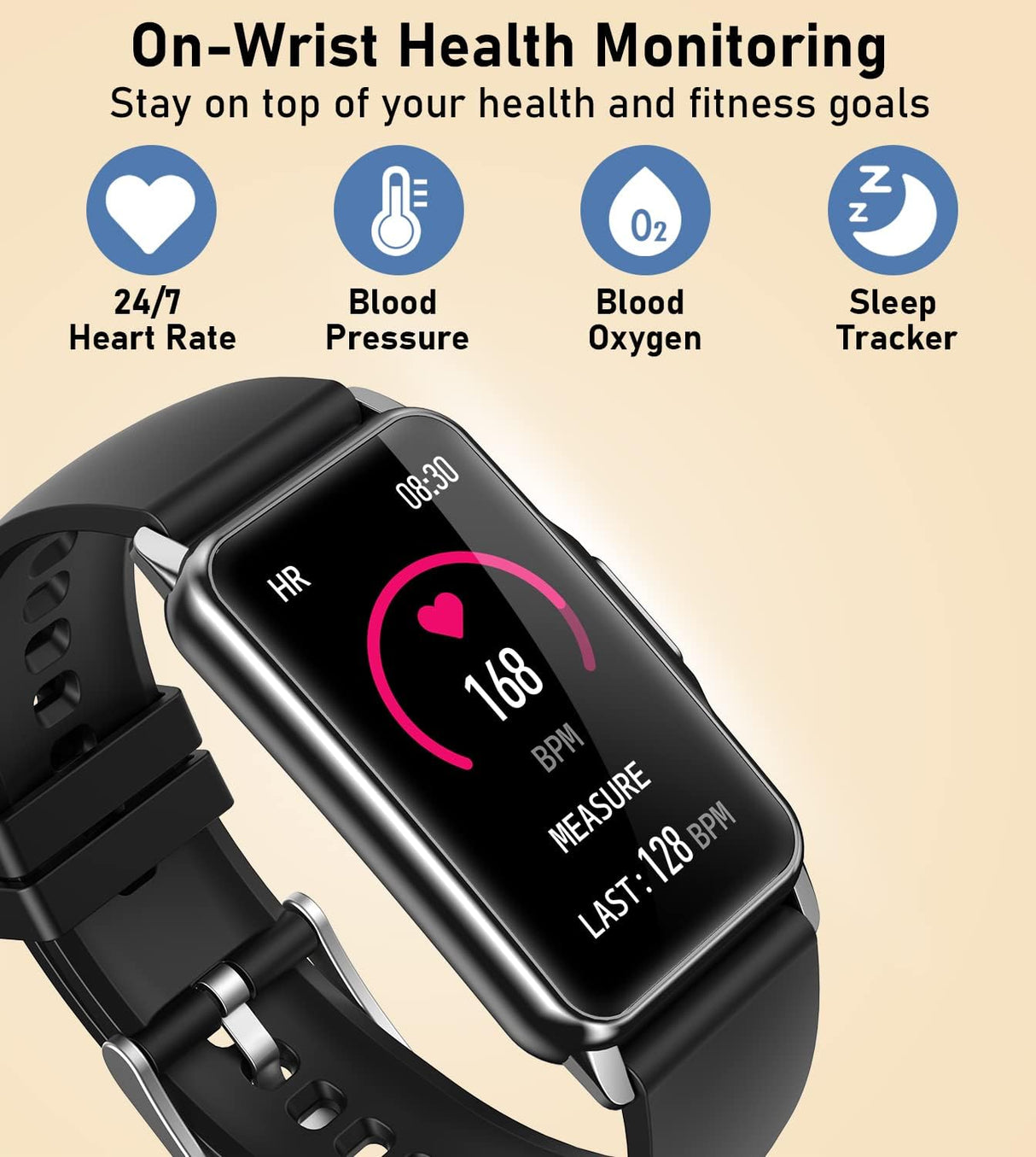 P900 Smart Watch Health Fitness Tracker with 24/7 Heart Rate, Blood Oxygen Blood Pressure Sleep Monitor, 115 Sports Modes, Step Calorie Counter Pedometer IP68 Waterproof 2870(New Open Box)