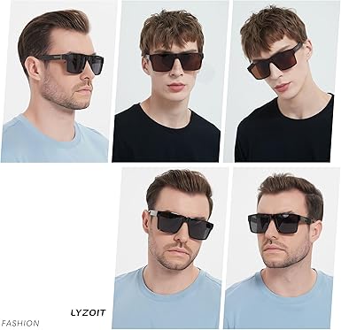 LYZOIT Square Sunglasses for Men Women Polarized Oversized Big (2 PACK) (NEW, OPEN BOX)