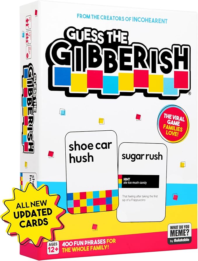 Guess The Gibberish Card Game for Families by Relatable - From The Creators of Incohereant, Christmas Games for Family Party, Funny Hanukkah Gifts for Kids 12+, Includes 400 Cards & Sand Timer(New Open Box)