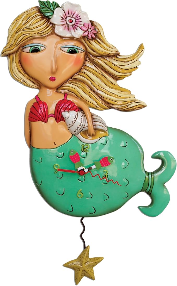 Allen Designs P1610 Shelley Mermaid Pendulum Wall Clock 17.25" (New, Open Box)