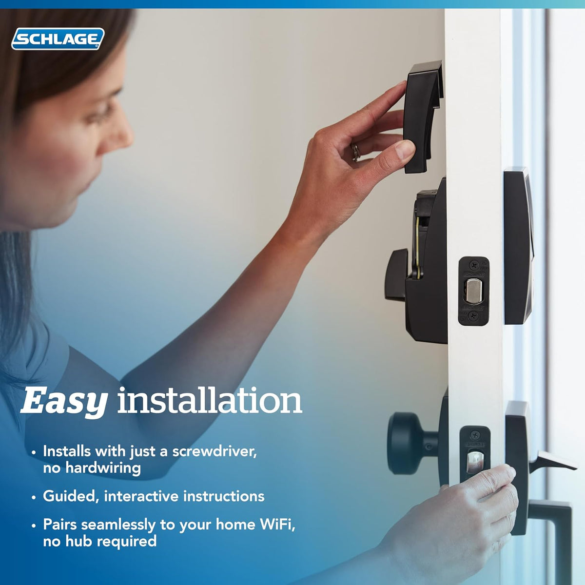 Schlage Encode Plus Smart WiFi Deadbolt Lock, Tap to Unlock, Satin Nickel