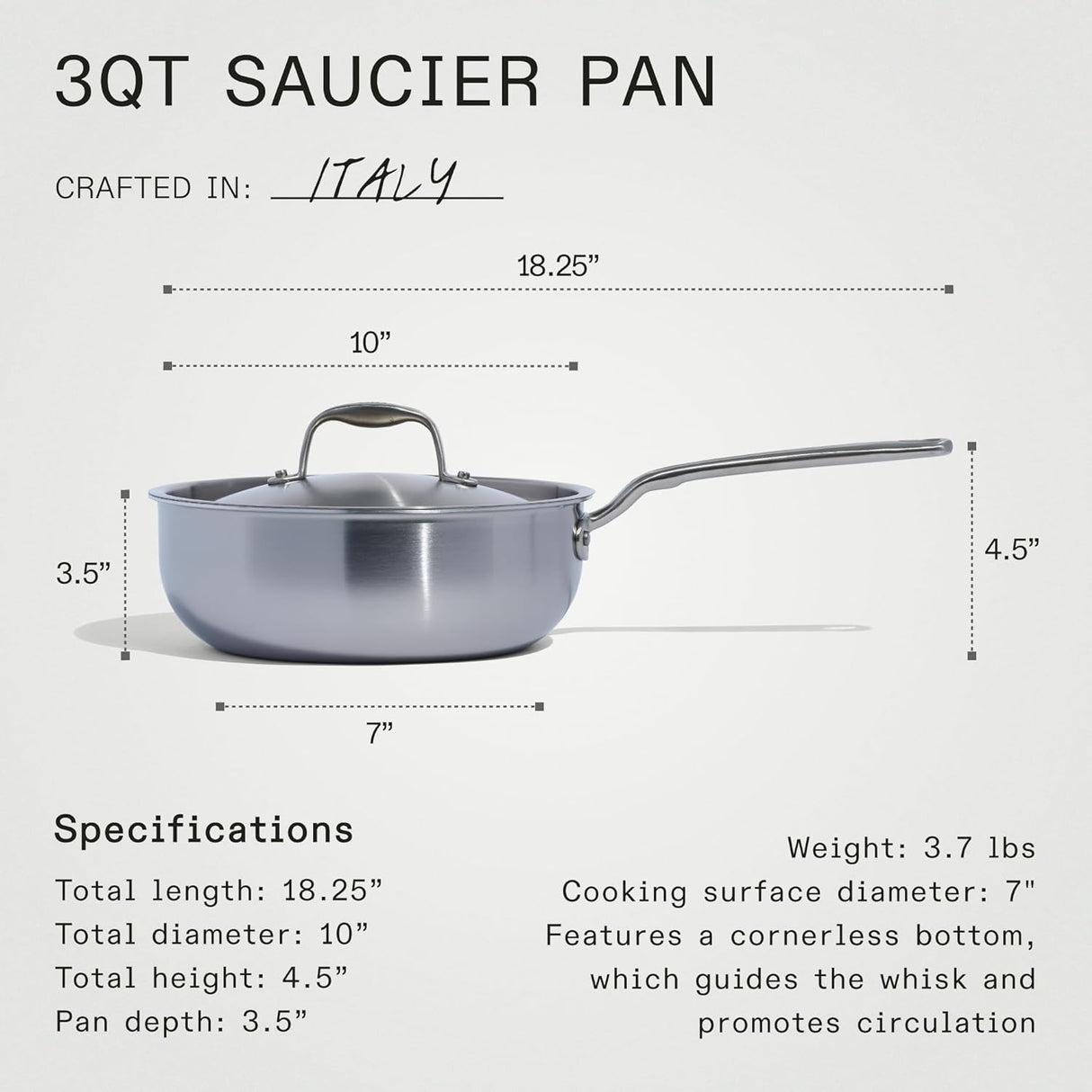 Made In Cookware - 3 Quart Stainless Steel Saucier Pan