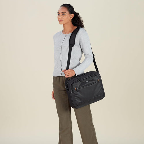 Amazon Basics Laptop Shoulder Bag with Compartments, 17.3-inch, Black, Large Capacity, Fits Dell, HP, ASUS, Lenovo, MacBook Pro and more