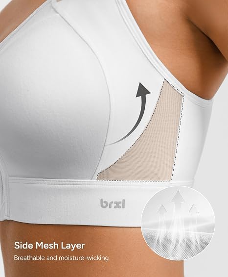 BRXL Women's Sports Bra With Front Closure Plus Size - White - 3XL (NIB)