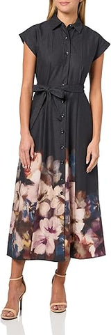 Calvin Klein Women's Cotton Floral Border Midi- Size 8