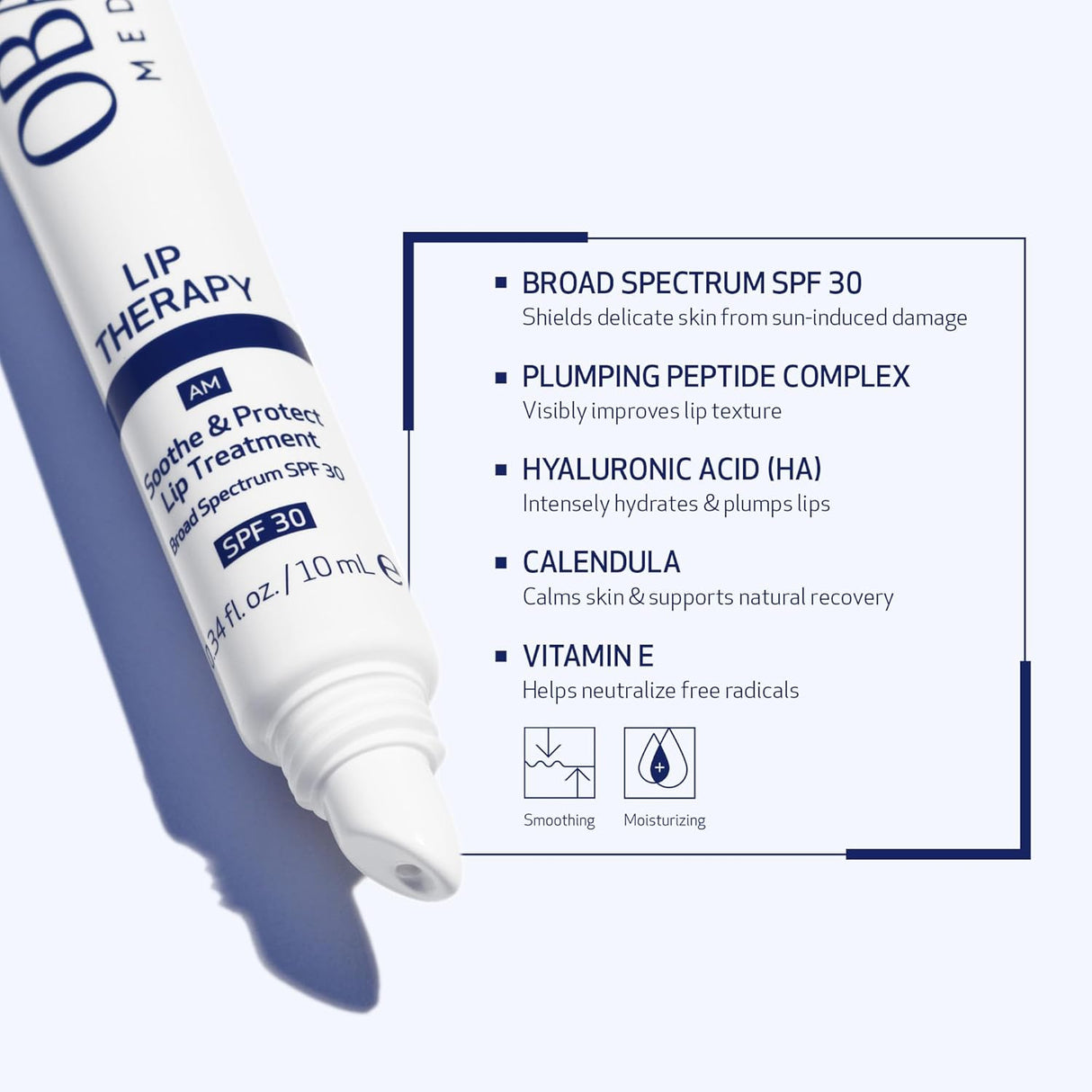 Obagi Lip Therapy SPF 30 Soothe & Protect Lip Balm Treatment with Hyaluronic Acid, Vitamin E & Peptides - 10 ML (AM)