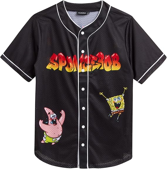 Nickelodeon Unisex Spongebob Baseball Jersey, (Black)      NEW