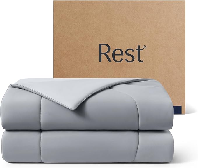 REST® Evercool® Cooling Comforter, King/Cali King, Blanket for Hot Sleepers, All Season Bedding to Keep Cool for Night Sweats, Breathable Lightweight Blanket, 106x90 Inches, Cool Gray