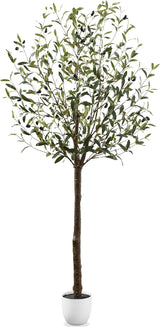 Best Choice Products - Artificial Olive Tree, Lifelike Faux Tree w/ White Pot, Decorative Olives - 8ft
