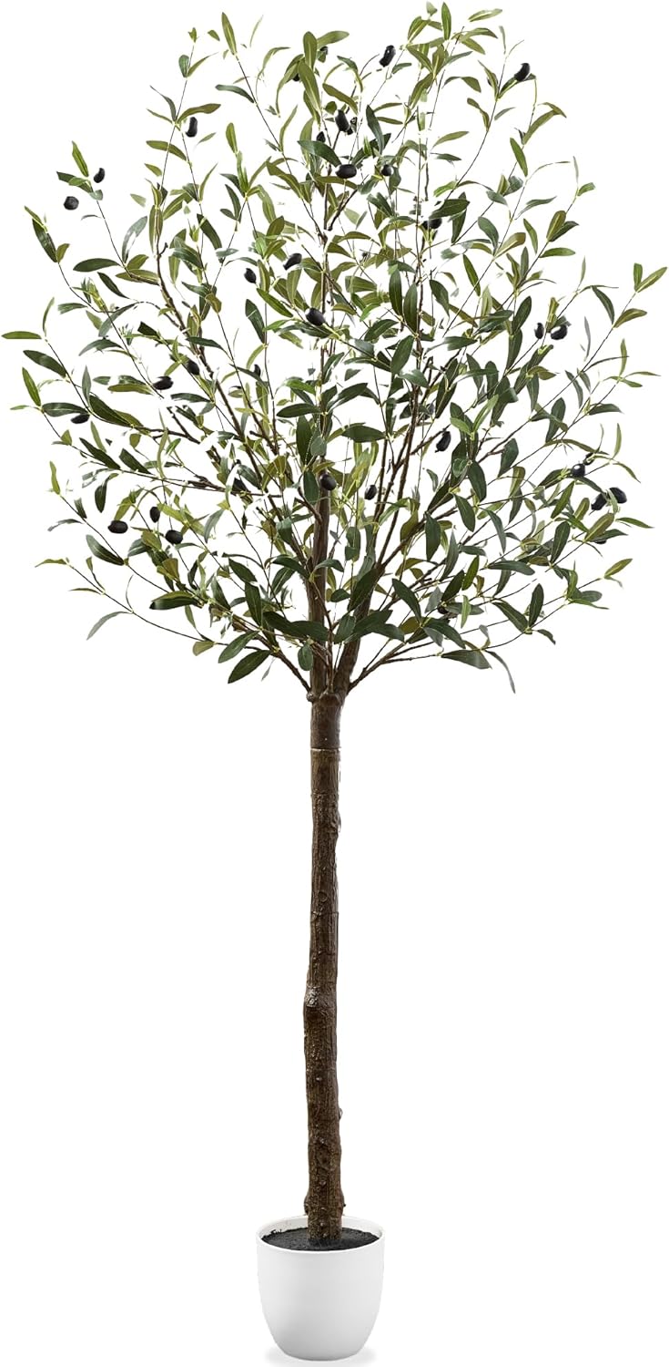 Best Choice Products - Artificial Olive Tree, Lifelike Faux Tree w/ White Pot, Decorative Olives - 8ft