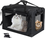 Pegic Soft Sided Collapsible Pet Carrier for Outdoor and Indoor Uses, Roomy Extra Large Cat Carrier for 2 Kittens, Large Cat or Puppies Up to 55lbs (Black) New