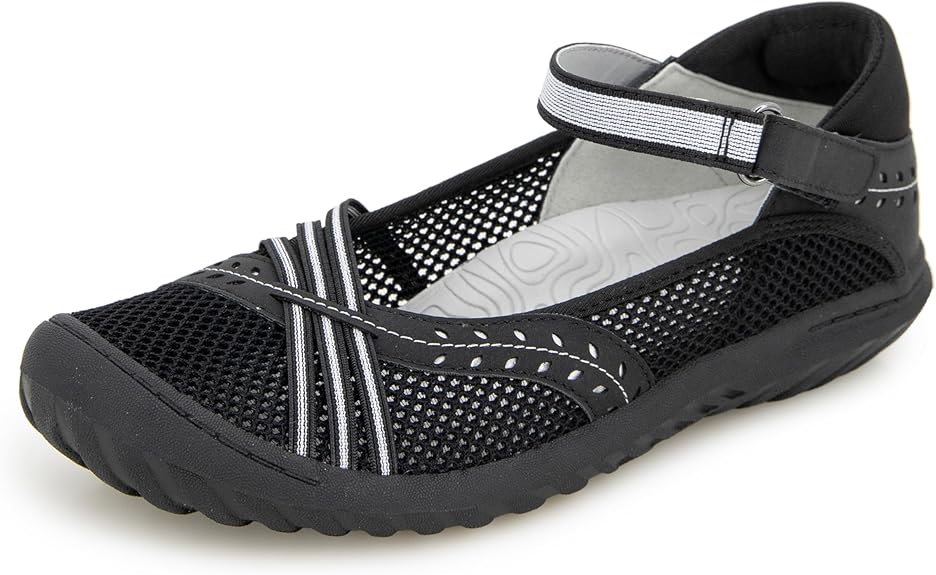 JBU by Jambu Women's Maya Water Ready Flat - Black/Off-White - 8M