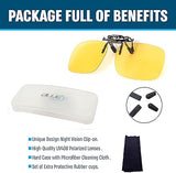 BLUE CUT Clip on Polarized Night Vision, Driving Sunglasses UV 400 Blocker To Wear Over Prescription Glasses (OPEN BOX)