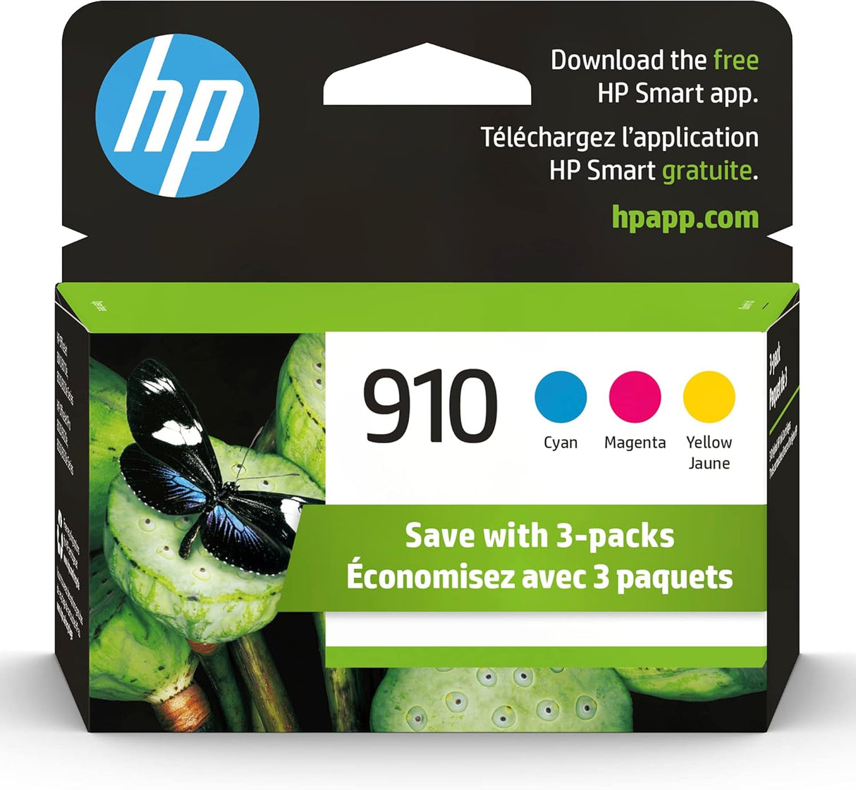 HP 910 Cyan, Magenta, Yellow Ink Cartridges | Works with HP OfficeJet 8010, 8020 Series, HP OfficeJet Pro 8020, 8030 Series | Eligible for Instant Ink | 3YN97AN, 3 Count