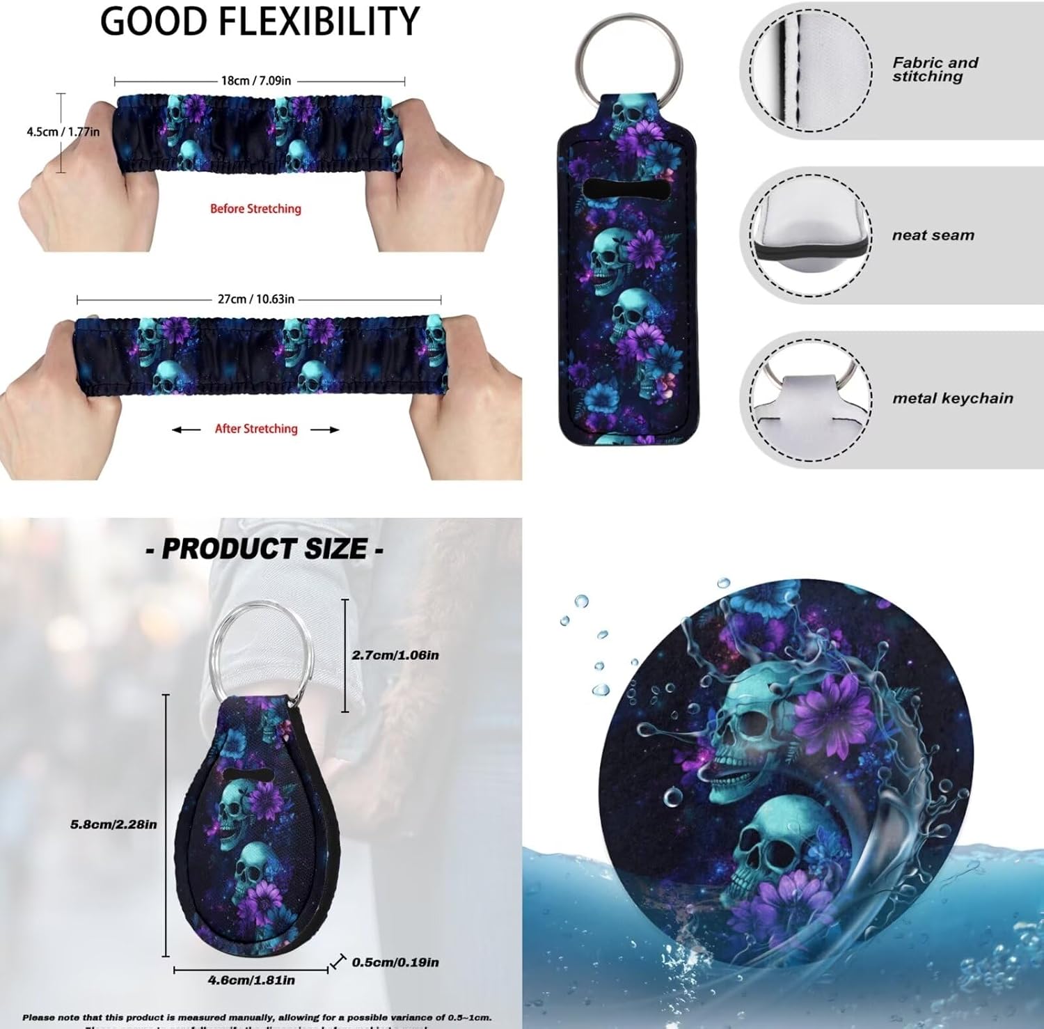 Baxinh Skull Floral Printed 15pc Car Accessories -Purple/Skull Floral