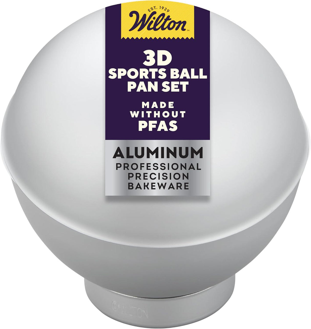 Wilton 3D Sports Ball Cake Pan Set, Aluminum Bakeware for Shaped Cakes, Durable, Even Heating, Rust-Resistant, Includes 2 Half-Sphere Pans, Packaging May Vary