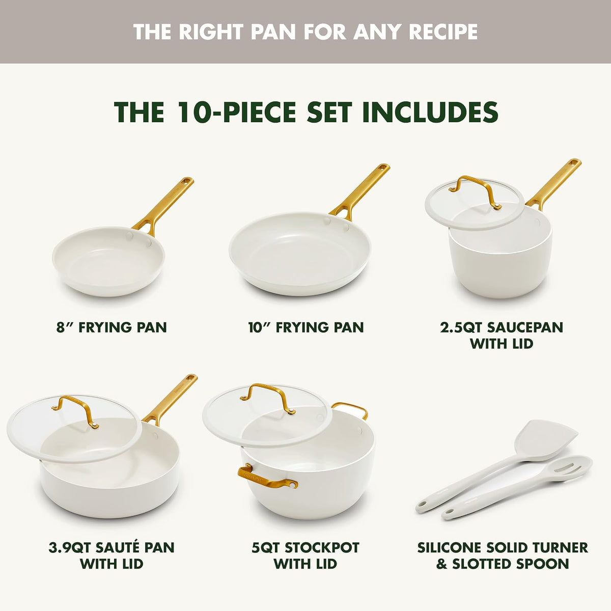 GreenPan ™ Reserve Pro Cream 10-Piece Ceramic Nonstick Cookware Set