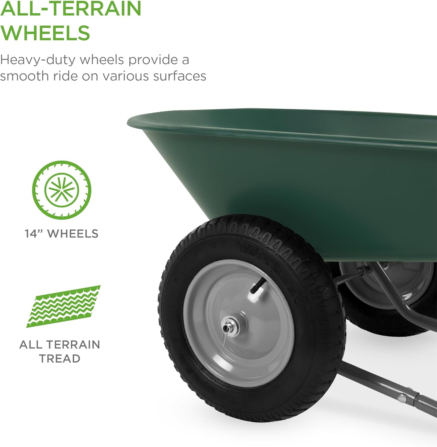 Best Choice Products - Dual-Wheel Wheelbarrow Garden Cart - Green