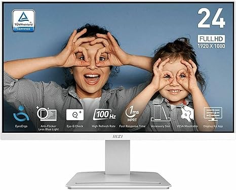 MSI PRO MP243XP 24-inch IPS 1920 x 1080 (FHD) Computer Monitor, 100Hz, Adaptive-Synch, HDMI, DisplayPort, VESA Mountable, Tilt, Height Adjustable, Speaker, 1ms, Black