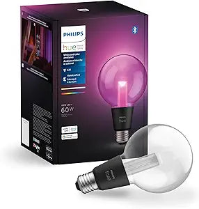 Philips Hue Lightguide G30 Small Globe Smart LED Bulb – Handblown Glass - Color Changing Light - Compatible with Amazon Alexa, Apple HomeKit and Google Assistant - Bluetooth and Hue Bridge Compatible