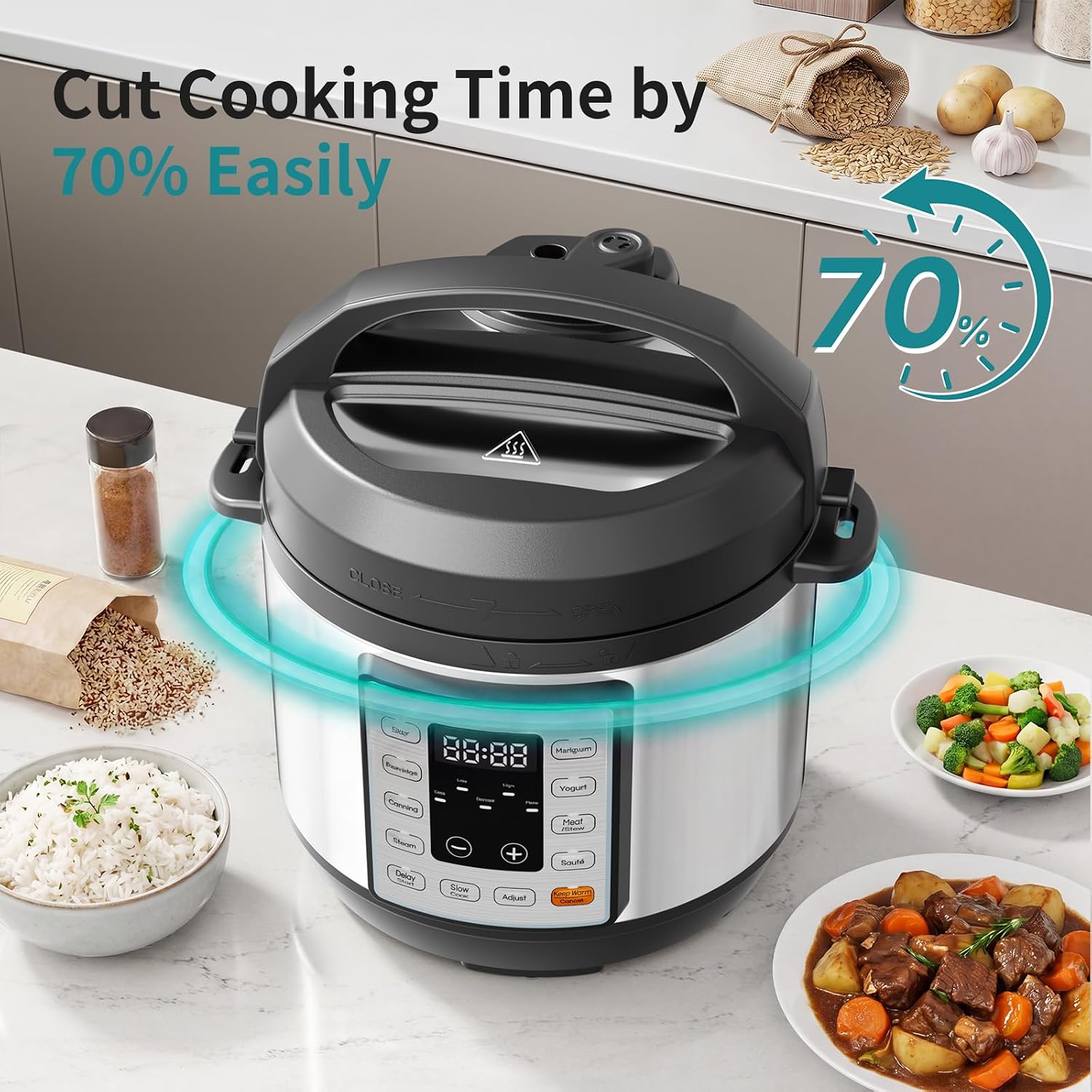 OLIXIS 10-In-1 Electric Pressure Cooker (Model AH-YLG95DY-3SR)-Silvery