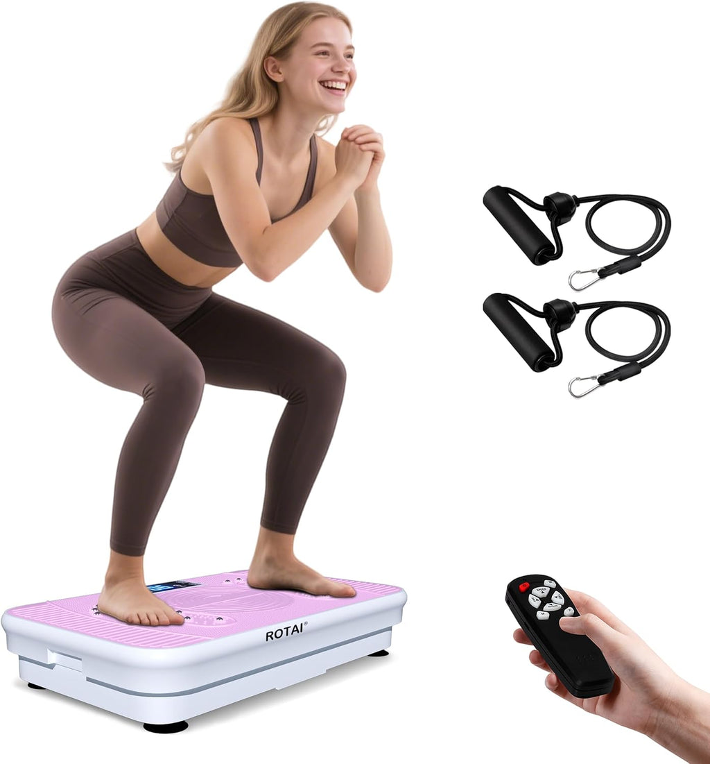 ROTAI Vibration Plate Exercise Machine, 400 lb Capacity-Pink