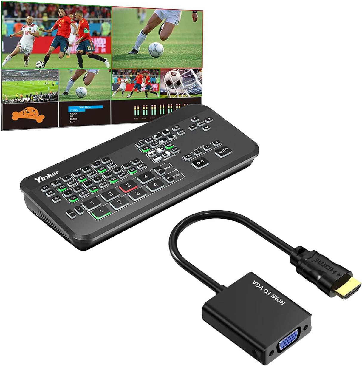 4-Channel HDMI Live Stream Switcher, Video Mixer Switcher-NEW