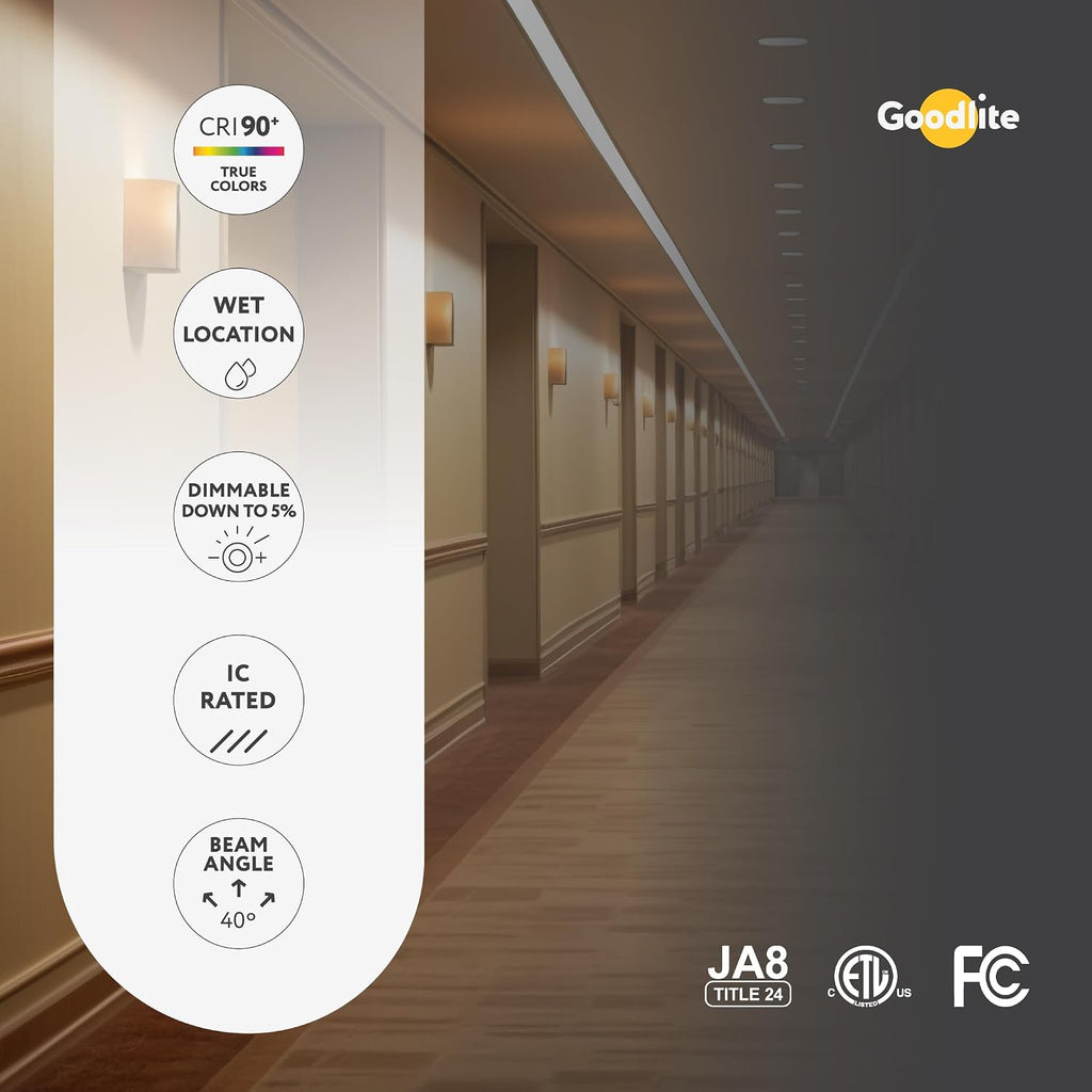 Goodlite G-19845 2.75 Inch LED Round Luminaire 8w 650 Lumens (75W Eqv) with Junction Box, 40° 360° Rotatable Eyeball and 30° Tilt, Warm White