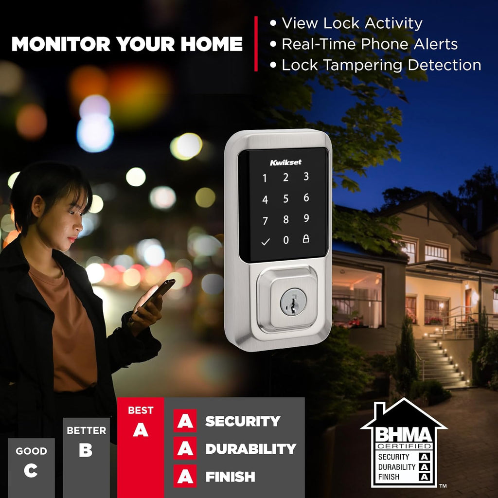Kwikset Halo Wi-Fi Smart Lock, Keyless Entry Door Deadbolt, Geofence Auto-Unlock, Grade AAA Certified