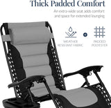 Best Choice Products - Oversized Padded Zero Gravity Chair, Folding Recliner w/ Headrest, Side Tray - Gray/Black