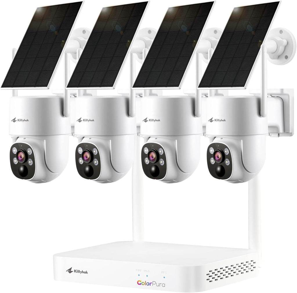 Kittyhok Solar Wireless Security Camera System, 2K PTZ ColorPura Camera