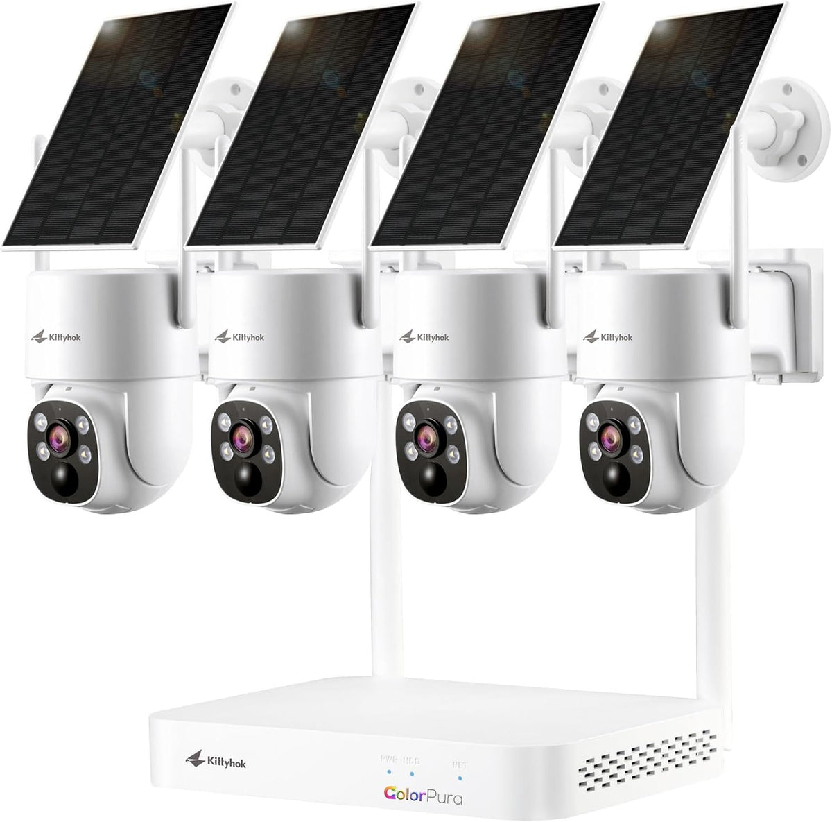 Kittyhok Solar Wireless Security Camera System, 2K PTZ ColorPura Camera