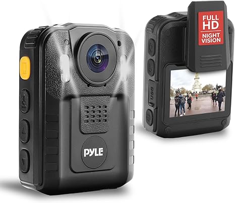 Pyle Police Security Video Compact Camera - HD 2304x1296p Rechargeable Wireless Waterproof Wearable Law Enforcement Mini Surveillance Cam, Audio Video Recording, Night Vision, Motion Detector PPBCM6