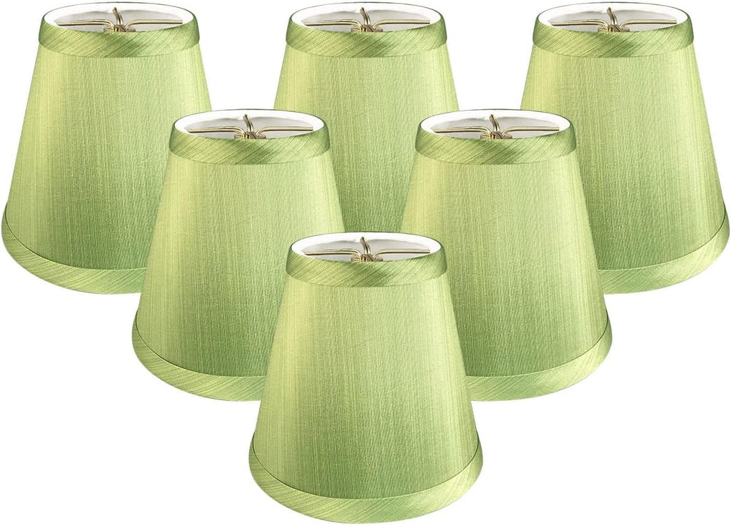 Royal Designs CS-1007-5L/GRN-6 Clip On Empire Chandelier Lamp Shade, 3" x 5" x 4.5", Light Green, Set of 6