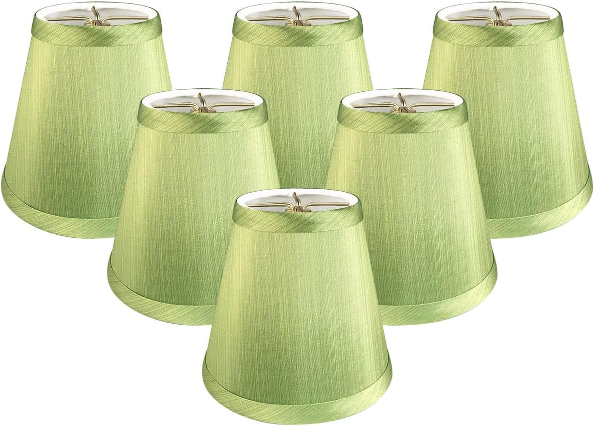 Royal Designs CS-1007-5L/GRN-6 Clip On Empire Chandelier Lamp Shade, 3" x 5" x 4.5", Light Green, Set of 6