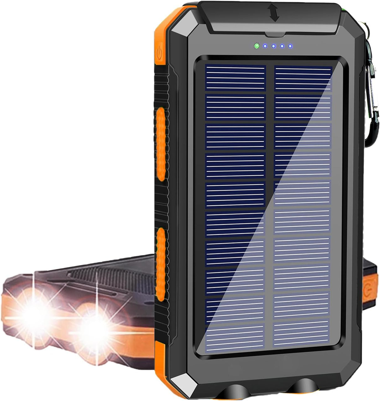 Portable Solar Power Bank - Dual USB 5V Outputs/LED Flashlights (Open Box) NEW